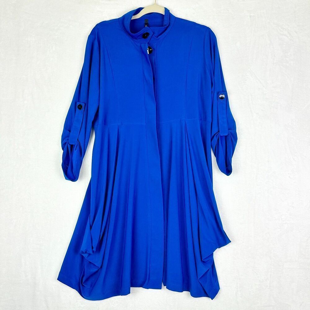 IC Collection By Connie K Bubble Tunic Top Size Large Button Front Lagenlook